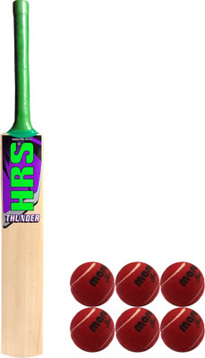 

HRS Basics Cricket Set - Thunder Kashmir Willow Cricket Bat (Short Handle) And Pack Of 6 Maruti Spin Pressureless Cricket Ball Cricket Kit