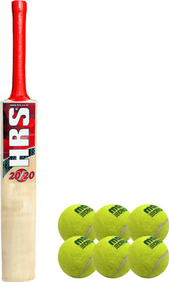 

HRS Basics Cricket Set - 20/20 Kashmir Willow Cricket Bat (Short Handle) And Pack Of 6 Maruti Cricket Tennis Ball Cricket Kit
