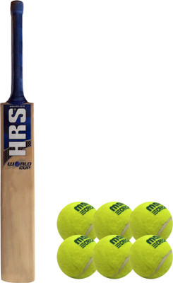 

HRS Basics Cricket Set - World Cup Kashmir Willow Cricket Bat (Size 6) And Pack Of 6 Maruti Cricket Tennis Ball Cricket Kit