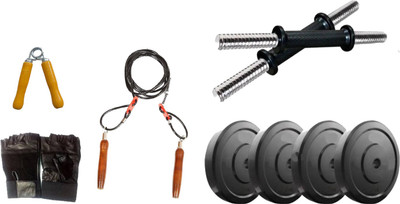 

L'AVENIR Fitness 4KG (1kg * 4 PVC Plates) + 2 Metal Rods with GYM Gloves, Hand Gripper & Skipping Rope Gym & Fitness Kit