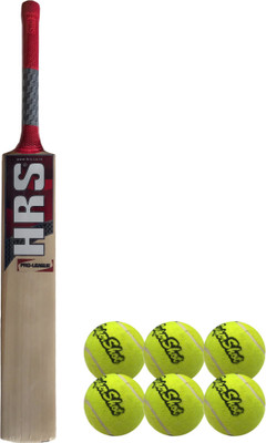 

HRS Basics Cricket Set - Pro-League Kashmir Willow Cricket Bat (Short Handle) And Pack Of 6 Supershot Cricket Tennis Ball Cricket Kit