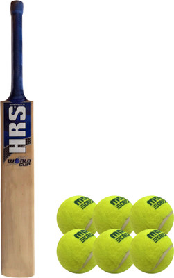

HRS Basics Cricket Set - World Cup Kashmir Willow Cricket Bat (Size 5) And Pack Of 6 Maruti Cricket Tennis Ball Cricket Kit
