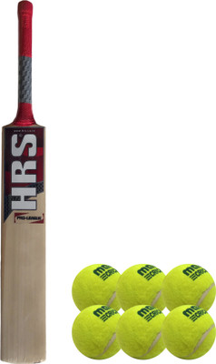 

HRS Basics Cricket Set - Pro-League Kashmir Willow Cricket Bat (Short Handle) And Pack Of 6 Maruti Cricket Tennis Ball Cricket Kit