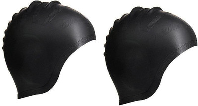 

Xerobic Set of Two Ear Protection Swim Cap Premium Silicone Special Shape for Effective Ear Protection - for Adult Men Women Youth Kids - Long Hair Compatible Swimming Kit