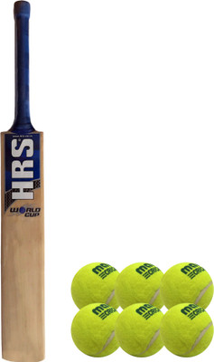 

HRS Basics Cricket Set - World Cup Kashmir Willow Cricket Bat (Short handle) And Pack Of 6 Maruti Cricket Tennis Ball Cricket Kit