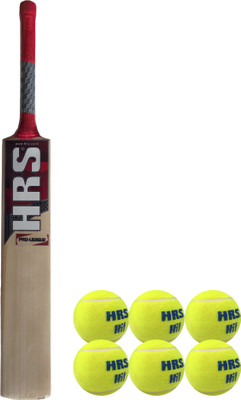

HRS Basics Cricket Set - Pro-League Kashmir Willow Cricket Bat (Short Handle) And Pack Of 6 Hit Cricket Tennis Ball Cricket Kit