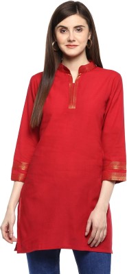 Bhama COUTURE Women Solid Straight Kurta(Red)