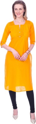 Mystika Women Solid Straight Kurta(Gold)