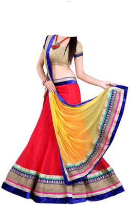 MF Retail Girls Lehenga Choli Ethnic Wear Embroidered Lehenga, Choli and Dupatta Set(Multicolor, Pack of 1)