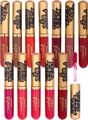 

Mars Long Lasting Matte Kiss Proof Lip gloss Pack of 12(72 ml, Trendy girl)