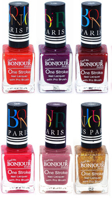 

Bonjour Paris Candy Color Long Lasting Nail paint For Teen Girls Women Nail Polish set A 19 Red-Plum-Dark Red-Pink-Mauve-Golden(Pack of 6)