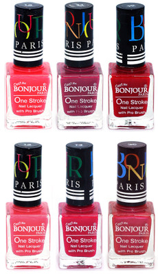 

Bonjour Paris Candy Color Long Lasting Nail paint For Teen Girls Women Nail Polish set A 151 Pink-Mauve-Red-Light Pink-Pink-Maroon(Pack of 6)