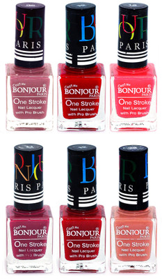 

Bonjour Paris Candy Color Long Lasting Nail paint For Teen Girls Women Nail Polish set A 105 Mauve-Red-Pink-Mauve-Red-Nude(Pack of 6)