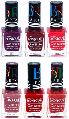 

Bonjour Paris Candy Color Long Lasting Nail paint For Teen Girls Women Nail Polish set A 48 Plum-Dark Red-Pink-Mauve-Red-Red(Pack of 6)