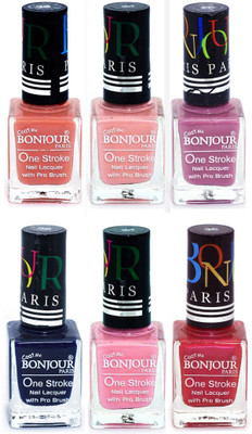 

Bonjour Paris Candy Color Long Lasting Nail paint For Teen Girls Women Nail Polish set A 286 Nude-Nude-Light Purple-Blue-Babby Pink-Maroon(Pack of 6)