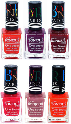 

Bonjour Paris Candy Color Long Lasting Nail paint For Teen Girls Women Nail Polish set A 24 Red-Plum-Dark Red-Pink-Mauve-Neon Orange(Pack of 6)