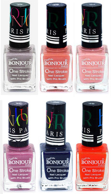 

Bonjour Paris Candy Color Long Lasting Nail paint For Teen Girls Women Nail Polish set A 283 Light Gray-Nude-Nude-Light Purple-Blue-Neon Orange(Pack of 6)