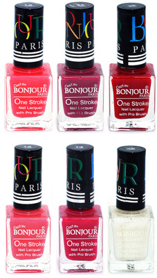 

Bonjour Paris Candy Color Long Lasting Nail paint For Teen Girls Women Nail Polish set A 153 Pink-Mauve-Red-Light Pink-Pink-White(Pack of 6)