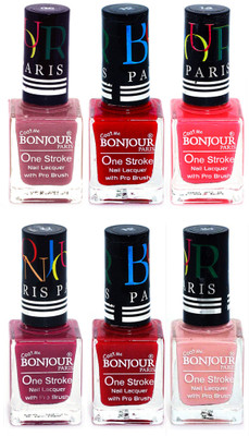 

Bonjour Paris Candy Color Long Lasting Nail paint For Teen Girls Women Nail Polish set A 106 Mauve-Red-Pink-Mauve-Red-Nude(Pack of 6)