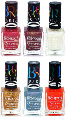 

Bonjour Paris Candy Color Long Lasting Nail paint For Teen Girls Women Nail Polish set A 334 Maroon-Coffee-White-Golden-Sky Blue-Neon Orange(Pack of 6)