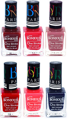 

Bonjour Paris Candy Color Long Lasting Nail paint For Teen Girls Women Nail Polish set A 63 Dark Red-Pink-Mauve-Red-Pink-Blue(Pack of 6)