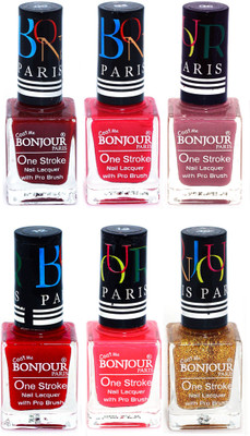 

Bonjour Paris Candy Color Long Lasting Nail paint For Teen Girls Women Nail Polish set A 68 Dark Red-Pink-Mauve-Red-Pink-Golden(Pack of 6)