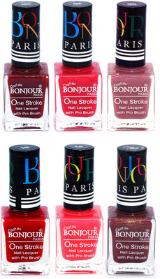 

Bonjour Paris Candy Color Long Lasting Nail paint For Teen Girls Women Nail Polish set A 66 Dark Red-Pink-Mauve-Red-Pink-Coffee(Pack of 6)