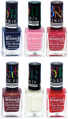 

Bonjour Paris Candy Color Long Lasting Nail paint For Teen Girls Women Nail Polish set A 320 Blue-Babby Pink-Maroon-Coffee-White-Red(Pack of 6)