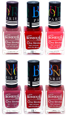 

Bonjour Paris Candy Color Long Lasting Nail paint For Teen Girls Women Nail Polish set A 110 Mauve-Red-Pink-Mauve-Red-Maroon(Pack of 6)