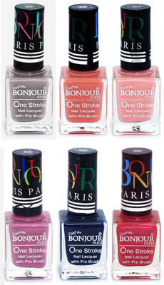 

Bonjour Paris Candy Color Long Lasting Nail paint For Teen Girls Women Nail Polish set A 275 Light Gray-Nude-Nude-Light Purple-Blue-Maroon(Pack of 6)