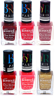 

Bonjour Paris Candy Color Long Lasting Nail paint For Teen Girls Women Nail Polish set A 70 Dark Red-Pink-Mauve-Red-Pink-Golden(Pack of 6)