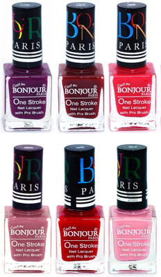 

Bonjour Paris Candy Color Long Lasting Nail paint For Teen Girls Women Nail Polish set A 40 Plum-Dark Red-Pink-Mauve-Red-Babby Pink(Pack of 6)