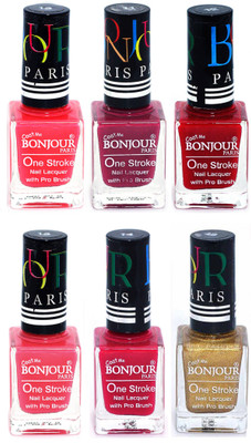 

Bonjour Paris Candy Color Long Lasting Nail paint For Teen Girls Women Nail Polish set A 156 Pink-Mauve-Red-Light Pink-Pink-Golden(Pack of 6)