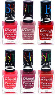 

Bonjour Paris Candy Color Long Lasting Nail paint For Teen Girls Women Nail Polish set A 95 Pink-Mauve-Red-Pink-Mauve-Red(Pack of 6)