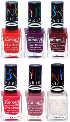 

Bonjour Paris Candy Color Long Lasting Nail paint For Teen Girls Women Nail Polish set A 08 Red-Plum-Dark Red-Pink-Mauve-White(Pack of 6)