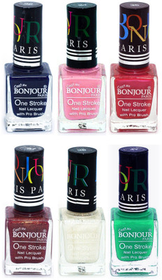 

Bonjour Paris Candy Color Long Lasting Nail paint For Teen Girls Women Nail Polish set A 319 Blue-Babby Pink-Maroon-Coffee-White-Green(Pack of 6)