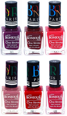 

Bonjour Paris Candy Color Long Lasting Nail paint For Teen Girls Women Nail Polish set A 31 Plum-Dark Red-Pink-Mauve-Red-Pink(Pack of 6)