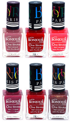 

Bonjour Paris Candy Color Long Lasting Nail paint For Teen Girls Women Nail Polish set A 111 Mauve-Red-Pink-Mauve-Red-Coffee(Pack of 6)