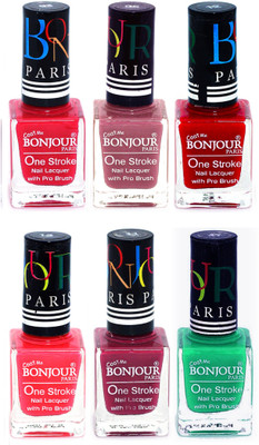 

Bonjour Paris Candy Color Long Lasting Nail paint For Teen Girls Women Nail Polish set A 94 Pink-Mauve-Red-Pink-Mauve-Green(Pack of 6)