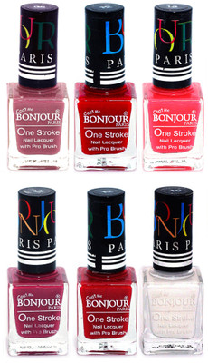

Bonjour Paris Candy Color Long Lasting Nail paint For Teen Girls Women Nail Polish set A 102 Mauve-Red-Pink-Mauve-Red-White(Pack of 6)