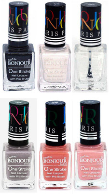 

Bonjour Paris Candy Color Long Lasting Nail paint For Teen Girls Women Nail Polish set A 232 Black-White-Top coat-Light Gray-Nude-Nude(Pack of 6)