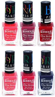 

Bonjour Paris Candy Color Long Lasting Nail paint For Teen Girls Women Nail Polish set A 149 Pink-Mauve-Red-Light Pink-Pink-Blue(Pack of 6)