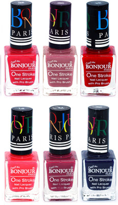 

Bonjour Paris Candy Color Long Lasting Nail paint For Teen Girls Women Nail Polish set A 86 Pink-Mauve-Red-Pink-Mauve-Blue(Pack of 6)