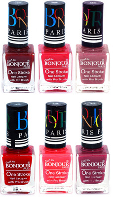 

Bonjour Paris Candy Color Long Lasting Nail paint For Teen Girls Women Nail Polish set A 52 Dark Red-Pink-Mauve-Red-Pink-Mauve(Pack of 6)