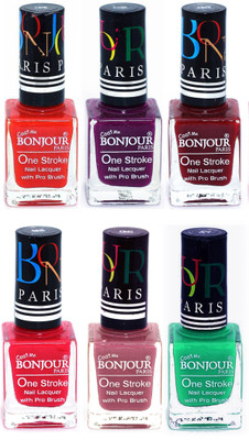 

Bonjour Paris Candy Color Long Lasting Nail paint For Teen Girls Women Nail Polish set A 22 Red-Plum-Dark Red-Pink-Mauve-Green(Pack of 6)