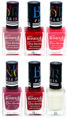 

Bonjour Paris Candy Color Long Lasting Nail paint For Teen Girls Women Nail Polish set A 112 Mauve-Red-Pink-Mauve-Red-White(Pack of 6)