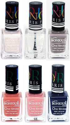 

Bonjour Paris Candy Color Long Lasting Nail paint For Teen Girls Women Nail Polish set A 248 White-Top coat-Light Gray-Nude-Nude-Blue(Pack of 6)