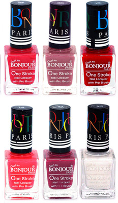 

Bonjour Paris Candy Color Long Lasting Nail paint For Teen Girls Women Nail Polish set A 80 Pink-Mauve-Red-Pink-Mauve-White(Pack of 6)