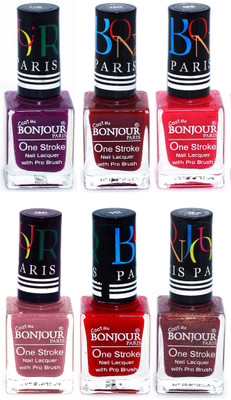 

Bonjour Paris Candy Color Long Lasting Nail paint For Teen Girls Women Nail Polish set A 42 Plum-Dark Red-Pink-Mauve-Red-Coffee(Pack of 6)