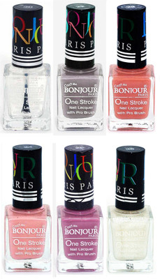

Bonjour Paris Candy Color Long Lasting Nail paint For Teen Girls Women Nail Polish set A 265 Top coat-Light Gray-Nude-Nude-Light Purple-White(Pack of 6)